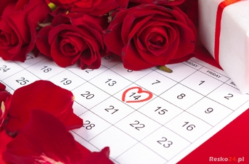 February 14 on calendar and decorations for Valentine's Day. creative photo.