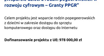 GMINA RESKO. „Wsparcie dzieci z rodzin pegeerowskich w rozwoju cyfrowym – Granty PPGR”